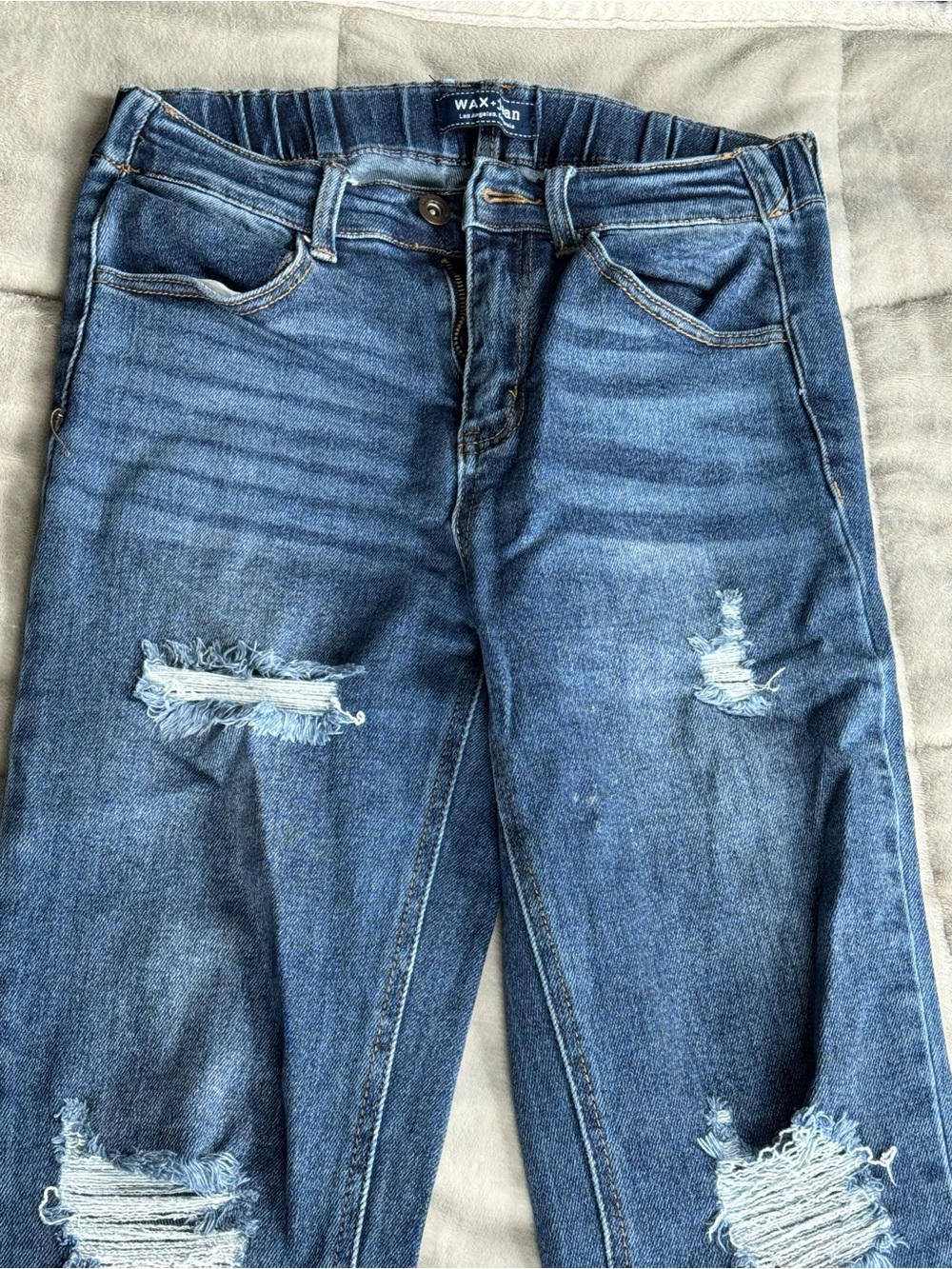 Wax Jean Ripped Blue Ankle Jeans - Picture 2 of 5